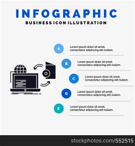 Disc, online, game, publish, publishing Infographics Template for Website and Presentation. GLyph Gray icon with Blue infographic style vector illustration.. Vector EPS10 Abstract Template background