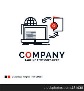 Disc, online, game, publish, publishing Logo Design. Blue and Orange Brand Name Design. Place for Tagline. Business Logo template.