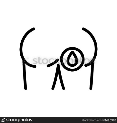 discharge of blood from anus icon vector. discharge of blood from anus sign. isolated contour symbol illustration. discharge of blood from anus icon vector outline illustration