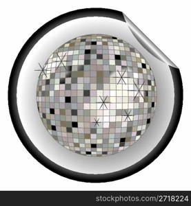 disco ball black sticker, vector art illustration