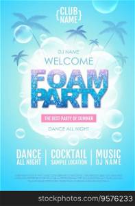 Disco foam party poster soap foam vector image