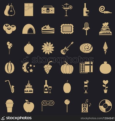 Disco icons set. Simple style of 36 disco vector icons for web for any design. Disco icons set, simple style