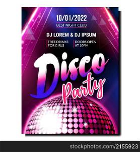 Disco music party poster background Fashion concert. Modern disco music art. realistic vector illustration. Disco music party poster background