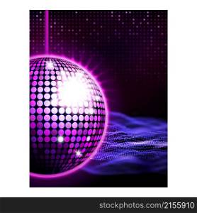 Disco music party poster backgroundDj retro light. Pink disco musicgraphic. realistic vector illustration. Disco music party poster background
