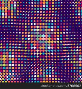Disco seamless pattern of halftone dots in retro style.