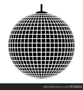 Disco sphere suspended on line rope Discotheque ball Retro night clubs symbol Concept nostalgic party icon black color vector illustration flat style simple image