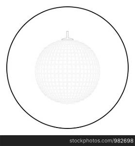 Disco sphere suspended on line rope Discotheque ball Retro night clubs symbol Concept nostalgic party icon in circle round outline black color vector illustration flat style simple image. Disco sphere suspended on line rope Discotheque ball Retro night clubs symbol Concept nostalgic party icon in circle round outline black color vector illustration flat style image
