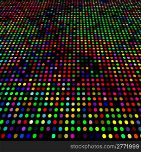 Disco varicolored circles mosaic vibrant vector background.