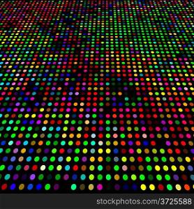 Disco varicolored circles mosaic vibrant vector background.