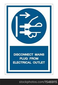 Disconnect Mains Plug From Electrical Outlet Symbol Sign Isolate On White Background,Vector Illustration EPS.10