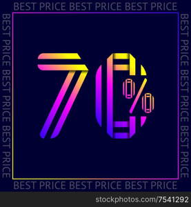 Discount 70 percent OFF Sale, abstract trendy template best price vector sign, web sticker. abstract template best price sign, web sticker