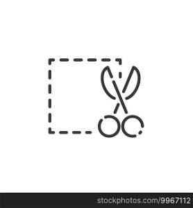 Discount coupon thin line icon. Cutout ticket and scissors. Isolated outline commerce vector illustration