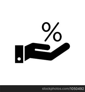 Discount icon, hand and percentage