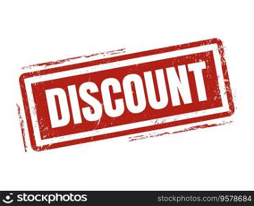 discount in red stamp style, stamped on white background. discount red stamp style