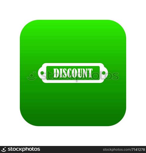 Discount label icon digital green for any design isolated on white vector illustration. Discount label icon digital green