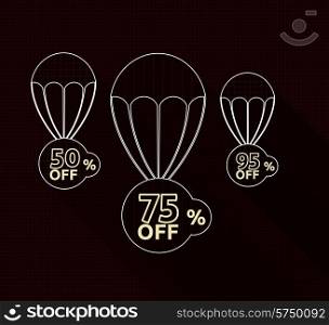 Discount parachute set on black background