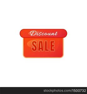 Discount sale red vector board sign illustration. Clearance shopping promo signboard design with typography. Low prices offer banner isolated object on white background. Advertising storefront sign. Discount sale red vector board sign illustration