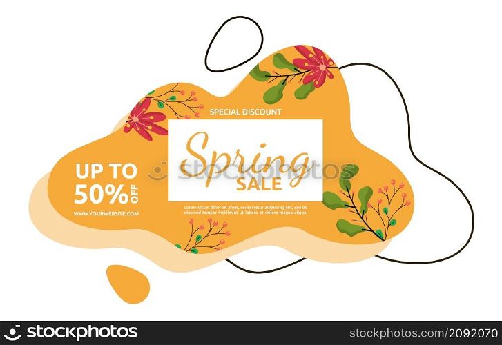 Discount Spring Sale Flower Marketing Business Banner Fluid Style