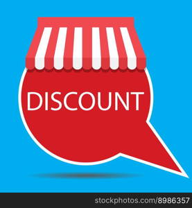 Discount sticker with awning. Sale and savings, offer to shopping, promotion and save money, discount card illustration vector. Discount sticker with awning