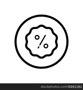 Discount tag. Percent label. Commerce outline icon in a circle. Isolated vector illustration