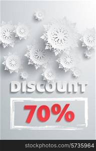 Discount text with numbers and snowflakes