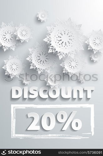 Discount text with numbers and snowflakes