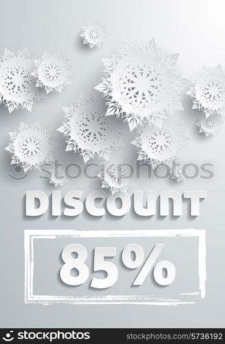 Discount text with numbers and snowflakes