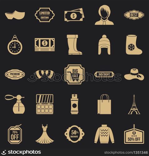 Discounts icons set. Simple set of 25 discounts vector icons for web for any design. Discounts icons set, simple style