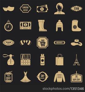 Discounts icons set. Simple set of 25 discounts vector icons for web for any design. Discounts icons set, simple style