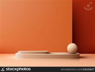 Discover an elegant and stylish interior concept featuring 3D podium steps and a decorative ball. This vector illustration showcases a modern design, perfect for presentations, product displays, and mockups.