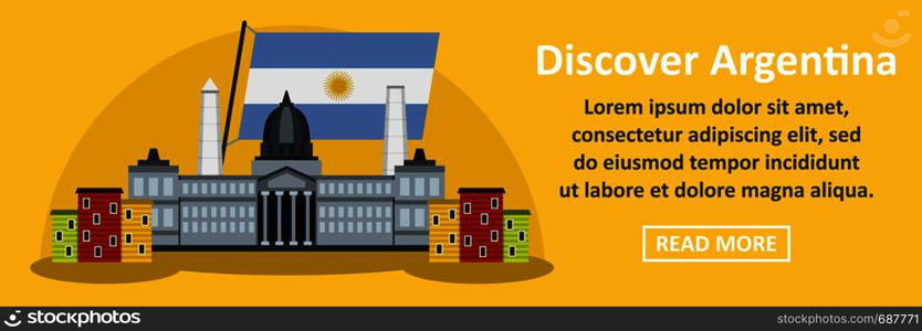 Discover argentina banner horizontal concept. Flat illustration of discover argentina banner horizontal vector concept for web. Discover argentina banner horizontal concept