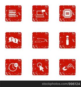 Discrete signal icons set. Grunge set of 9 discrete signal vector icons for web isolated on white background. Discrete signal icons set, grunge style