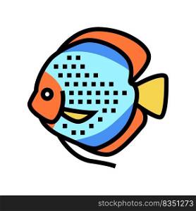 discus fish color icon vector. discus fish sign. isolated symbol illustration. discus fish color icon vector illustration