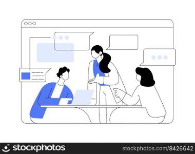 Discussion abstract concept vector illustration. Customer discussion, share opinion, brainstorming, ask a question, start conversation, business website, menu bar element, UI abstract metaphor.. Discussion abstract concept vector illustration.