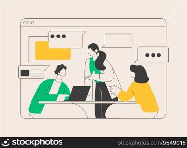 Discussion abstract concept vector illustration. Customer discussion, share opinion, brainstorming, ask a question, start conversation, business website, menu bar element, UI abstract metaphor.. Discussion abstract concept vector illustration.