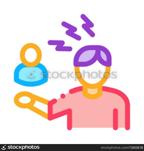 discussion and condemnation of man icon vector. discussion and condemnation of man sign. color symbol illustration. discussion and condemnation of man icon vector outline illustration