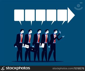 Discussion. Businessman team talking to success. Business vector.