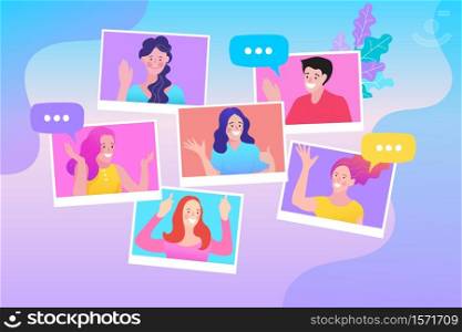 Discussion of business people. businessmen discuss social network, news, social networks, chat, dialogue speech bubbles. Vector illustration in flat cartoon style.