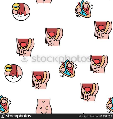 Disease Human Organ Vector Seamless Pattern Thin Line Illustration. Disease Human Organ Vector Seamless Pattern