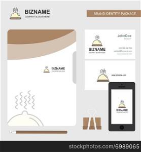 Dish Business Logo, File Cover Visiting Card and Mobile App Design. Vector Illustration