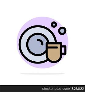 Dish, Cup, Cleaning Abstract Circle Background Flat color Icon