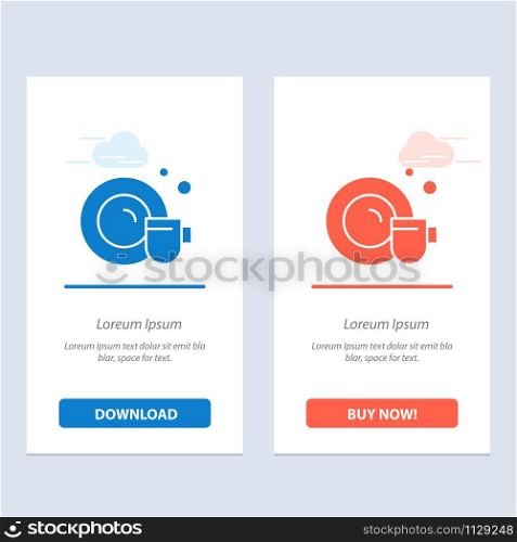 Dish, Cup, Cleaning Blue and Red Download and Buy Now web Widget Card Template