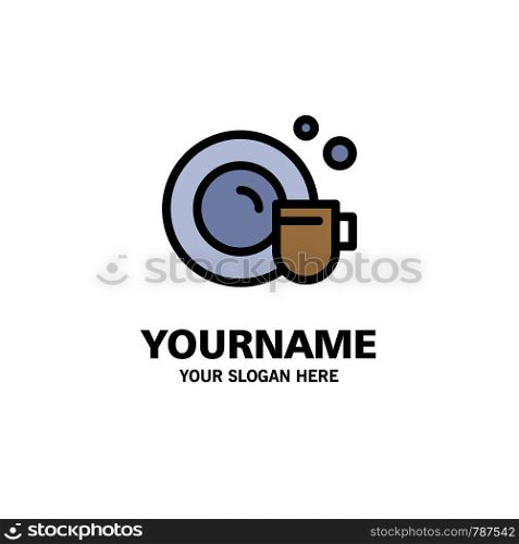 Dish, Cup, Cleaning Business Logo Template. Flat Color
