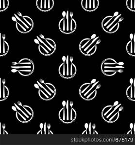 Dish Fork Knife Spoon Icon Seamless Pattern Vector Art Illustration