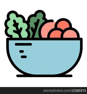 Dish fruit salad icon. Outline dish fruit salad vector icon color flat isolated. Dish fruit salad icon color outline vector