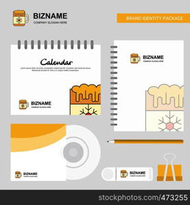 Dish Logo, Calendar Template, CD Cover, Diary and USB Brand Stationary Package Design Vector Template
