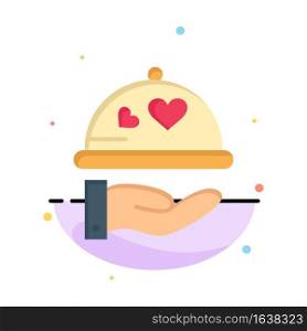 Dish, Love, Wedding, Heart Abstract Flat Color Icon Template