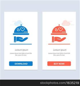Dish, Love, Wedding, Heart  Blue and Red Download and Buy Now web Widget Card Template