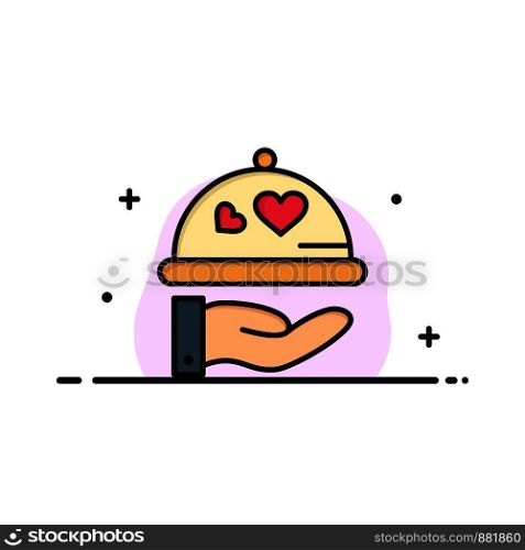 Dish, Love, Wedding, Heart Business Logo Template. Flat Color