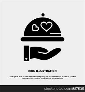 Dish, Love, Wedding, Heart solid Glyph Icon vector